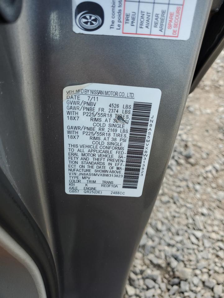 2011 Nissan Rogue S VIN: JN8AS5MVXBW313823 Lot: 81599775