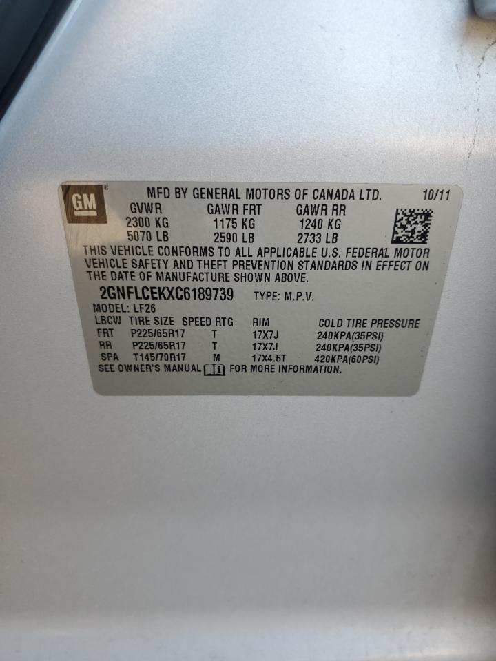 2012 Chevrolet Equinox Ls VIN: 2GNFLCEKXC6189739 Lot: 80922315