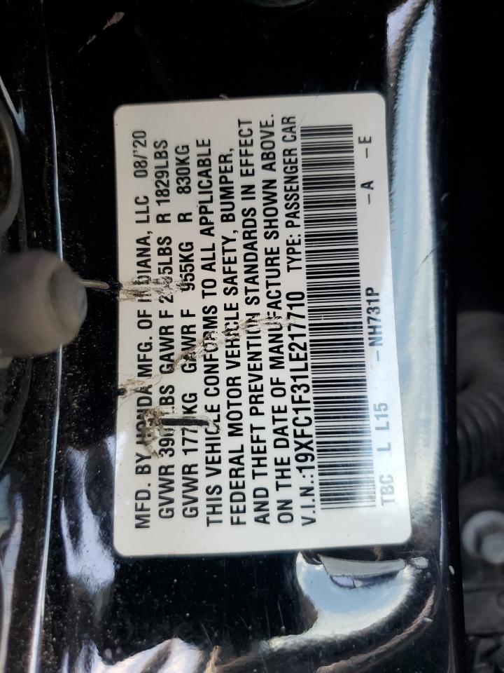 2020 Honda Civic Ex VIN: 19XFC1F31LE217710 Lot: 71463845