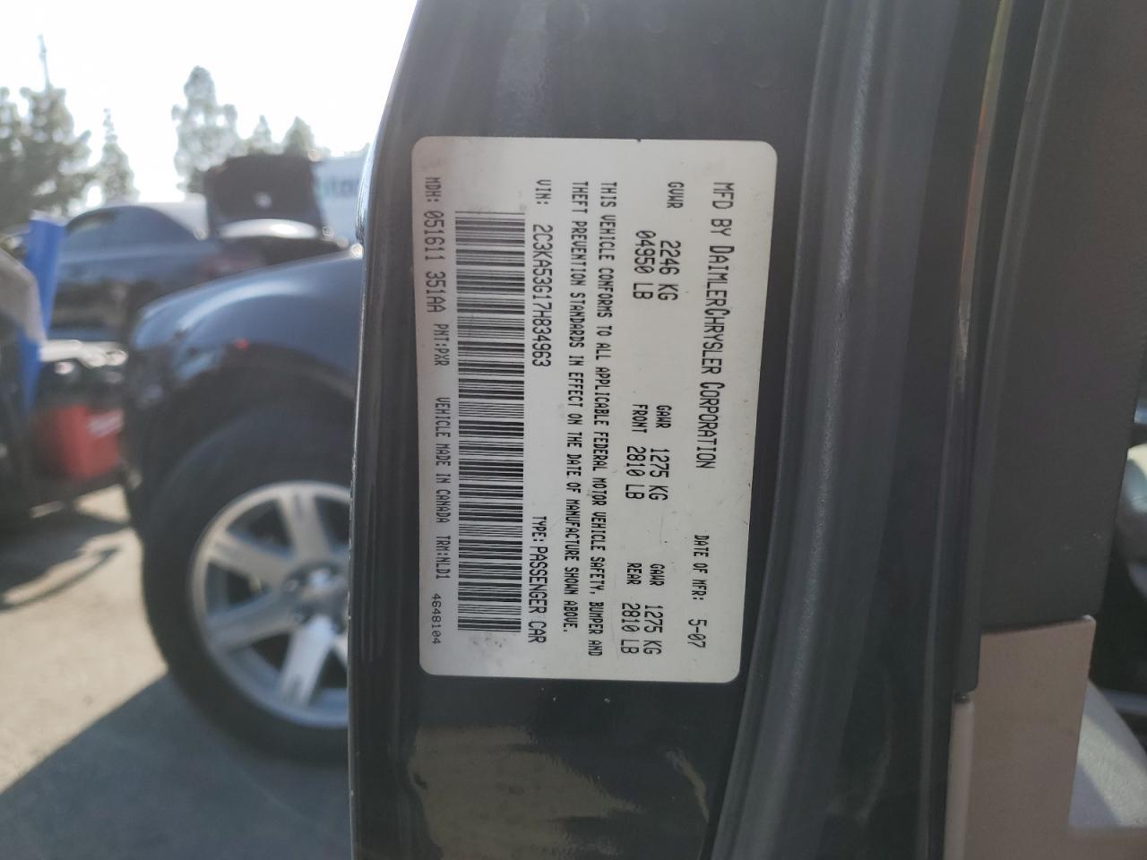2007 Chrysler 300 Touring VIN: 2C3KA53G17H834963 Lot: 81817825
