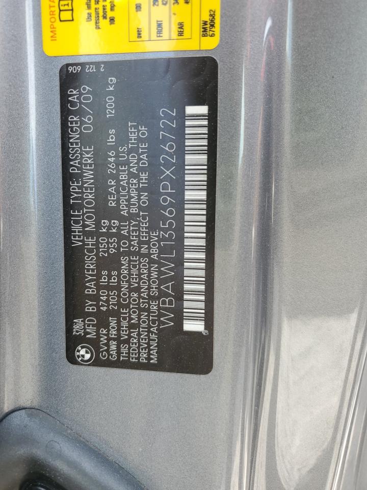 2009 BMW 328 I VIN: WBAWL13569PX26722 Lot: 71608605