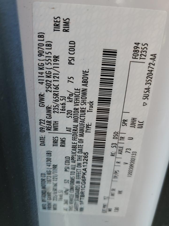 2023 Ford Transit T-250 VIN: 1FTBR1CG6PKA13265 Lot: 71829655