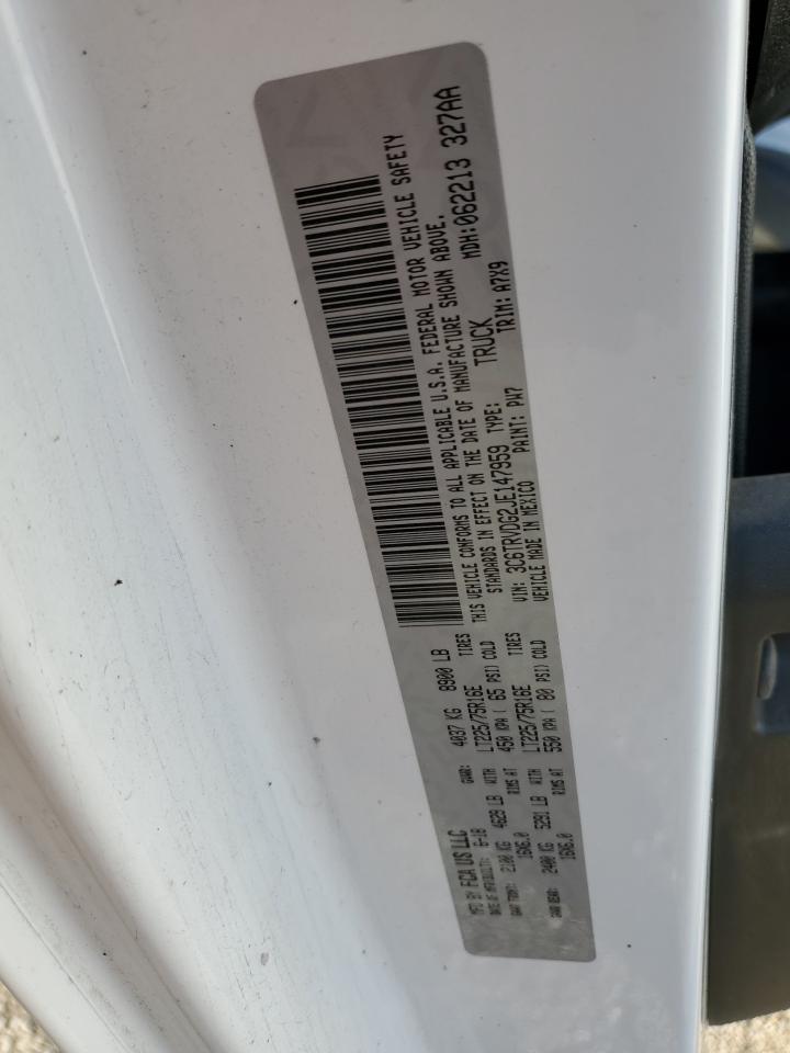 2018 Ram Promaster 2500 2500 High VIN: 3C6TRVDG2JE147959 Lot: 81510515