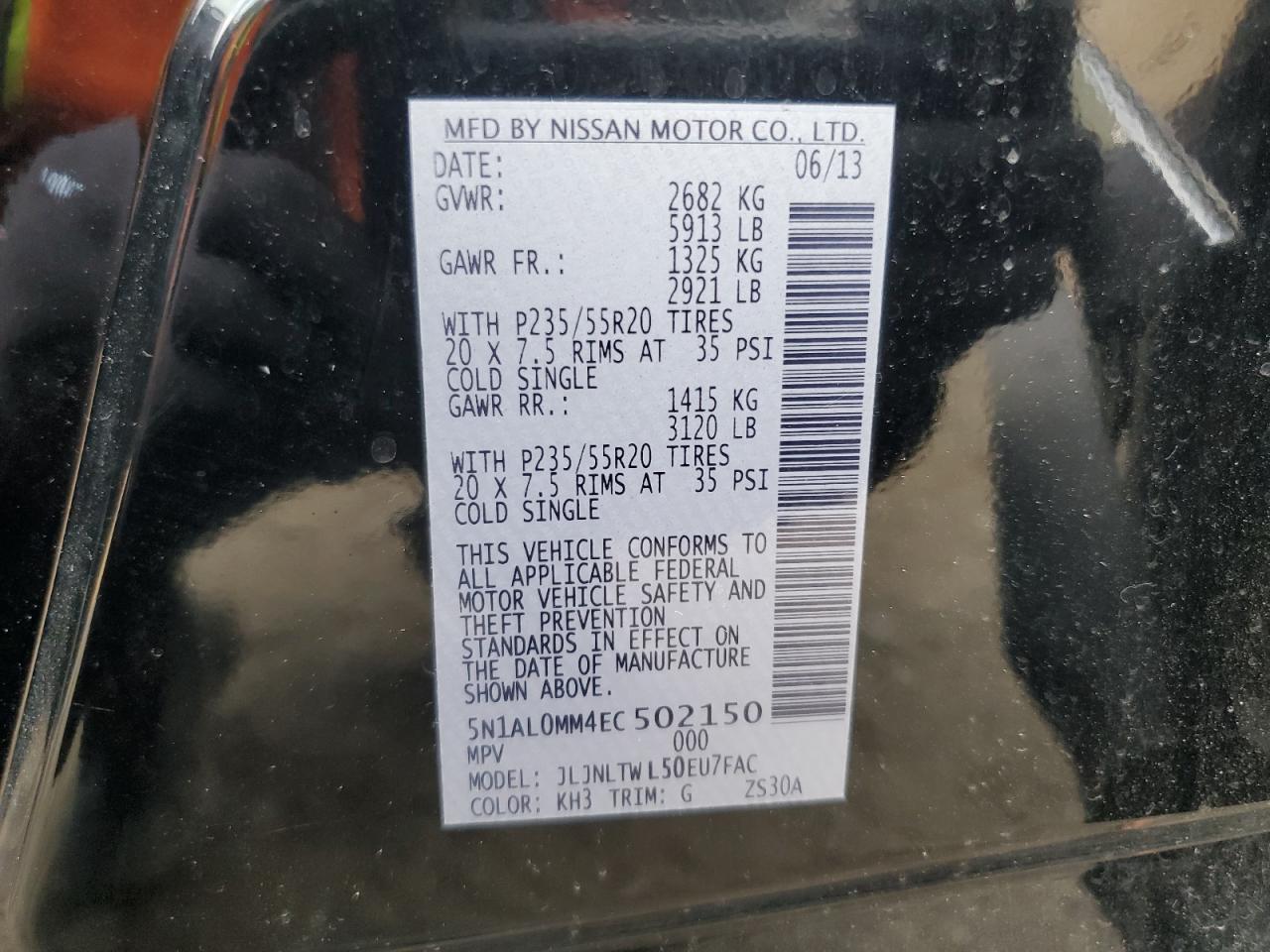2014 Infiniti Qx60 VIN: 5N1AL0MM4EC502150 Lot: 70879195