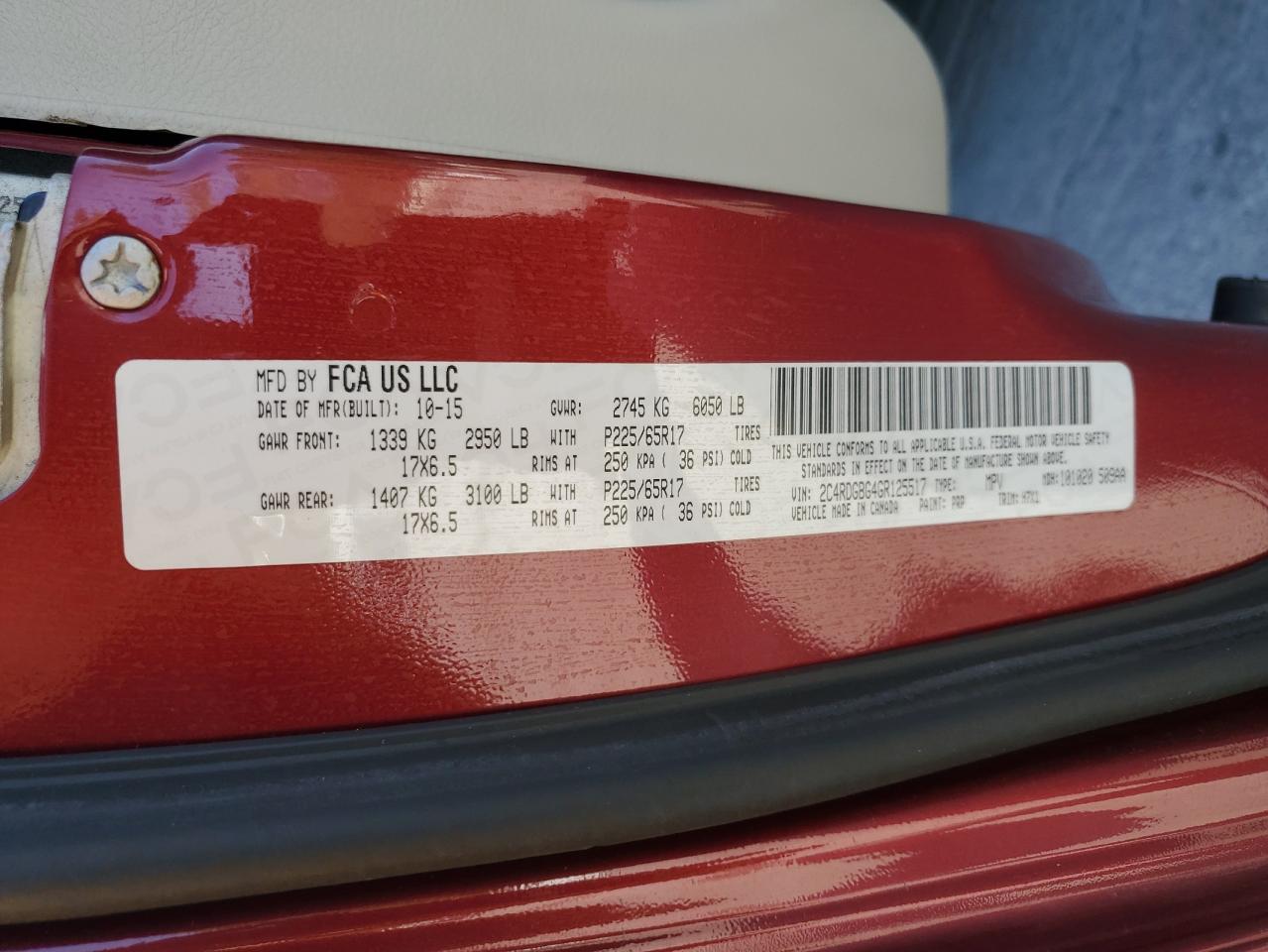 2016 Dodge Grand Caravan Se VIN: 2C4RDGBG4GR125517 Lot: 81233695