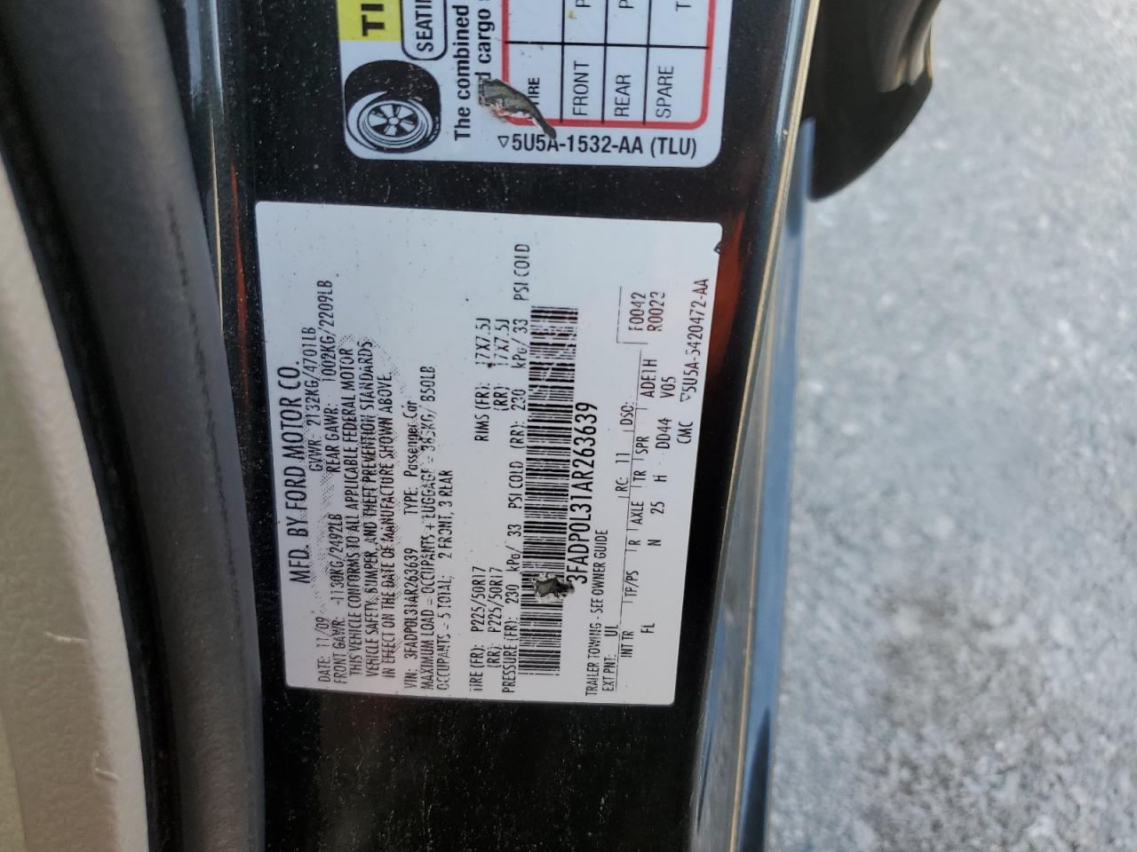 2010 Ford Fusion Hybrid VIN: 3FADP0L39AR328429 Lot: 71805655