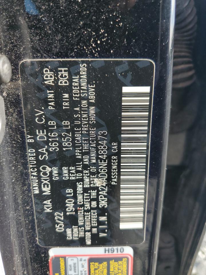 2022 Kia Rio Lx VIN: 3KPA24AD6NE488473 Lot: 80091395