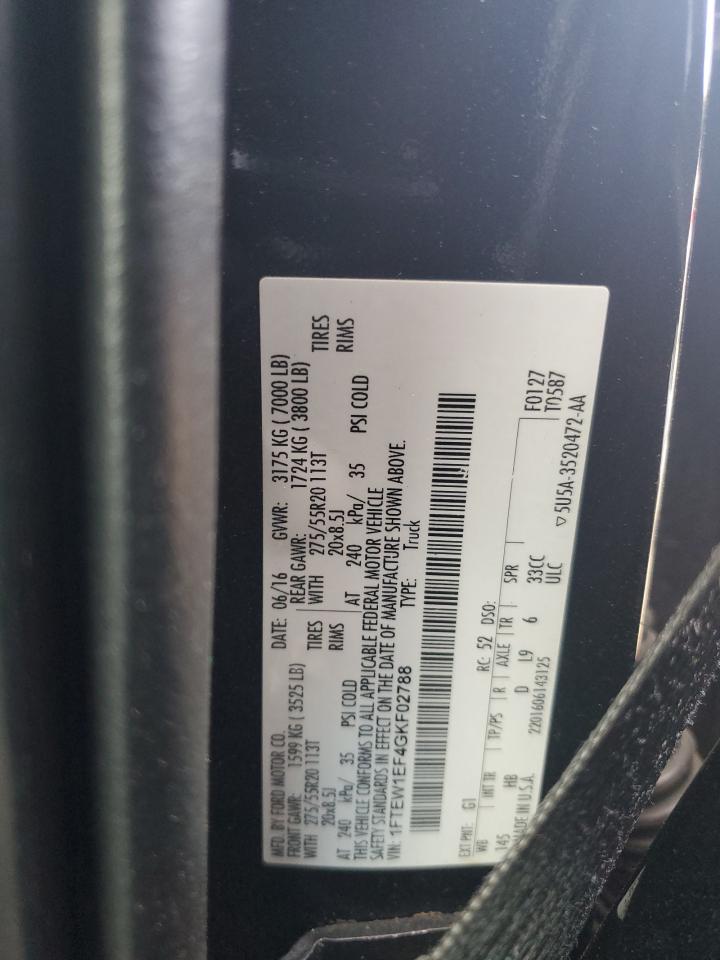 2016 Ford F150 Supercrew VIN: 1FTEW1EF4GKF02788 Lot: 80157905