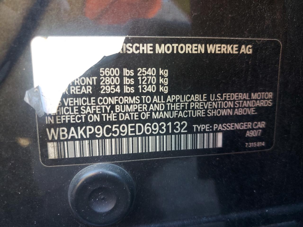 2014 BMW 550 Xi VIN: WBAKP9C59ED693132 Lot: 83778635