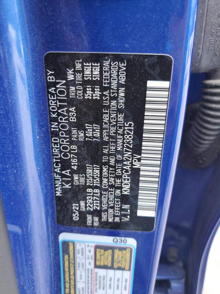 2022 Kia Seltos Lx VIN: KNDEPCAA2N7238215 Lot: 71961035