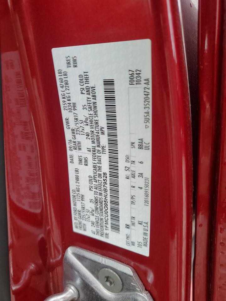 2017 Ford Escape Se VIN: 1FMCU0G95HUB79528 Lot: 81596155