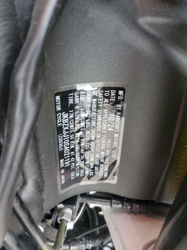 2025 Kawasaki Zx636 K VIN: JKBZXJJ10SA021191 Lot: 71483795