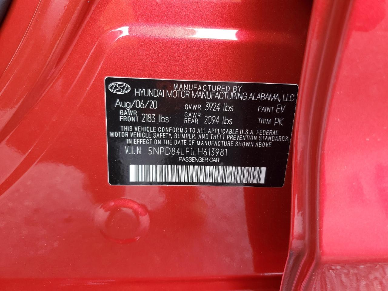2020 Hyundai Elantra Sel VIN: 5NPD84LF1LH613981 Lot: 81164705