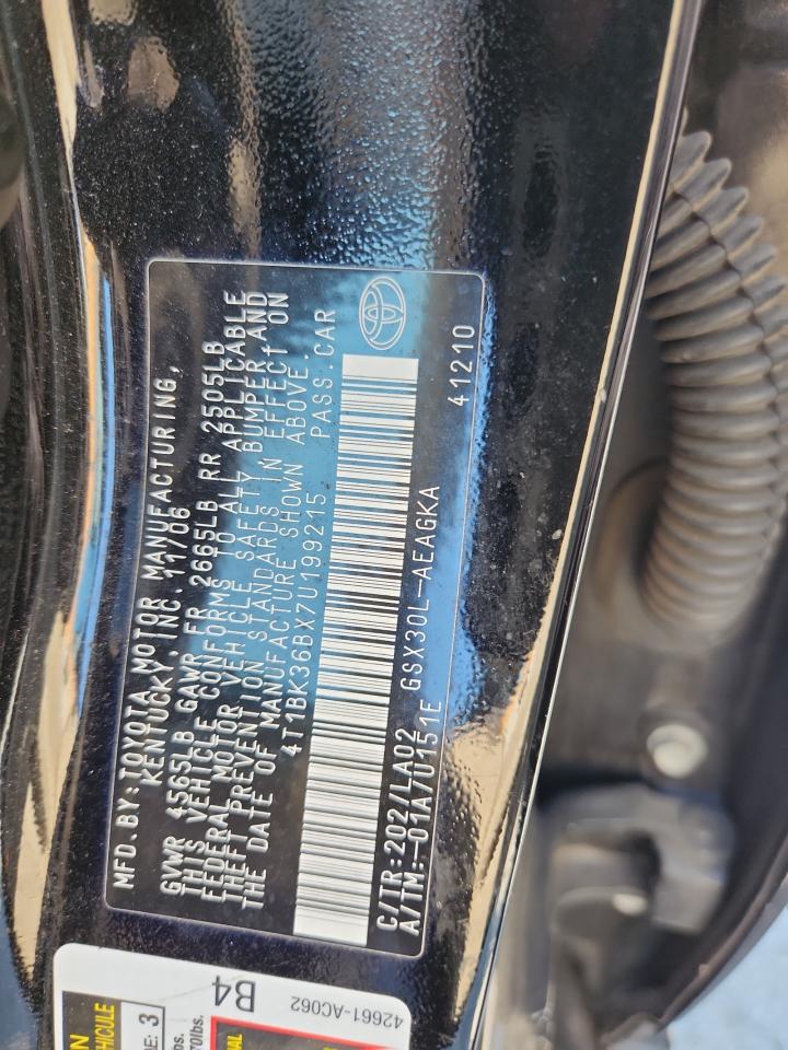 2007 Toyota Avalon Xl VIN: 4T1BK36BX7U199215 Lot: 81384435