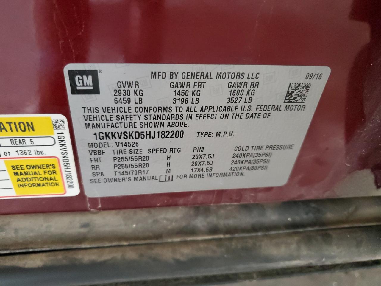2017 GMC Acadia Limited Slt-2 VIN: 1GKKVSKD5HJ182200 Lot: 82109305