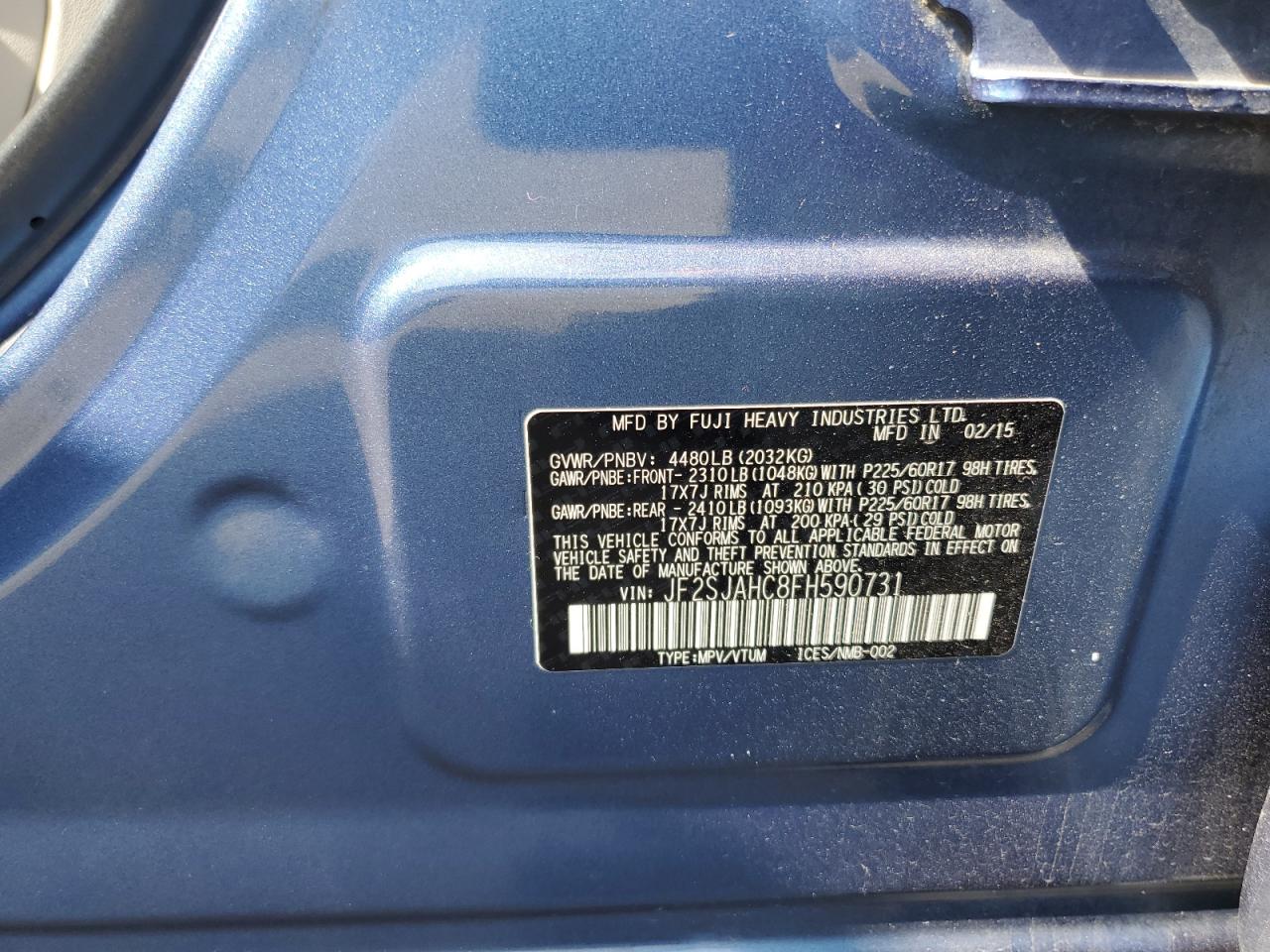 2015 Subaru Forester 2.5I Limited VIN: JF2SJAHC8FH590731 Lot: 81635755