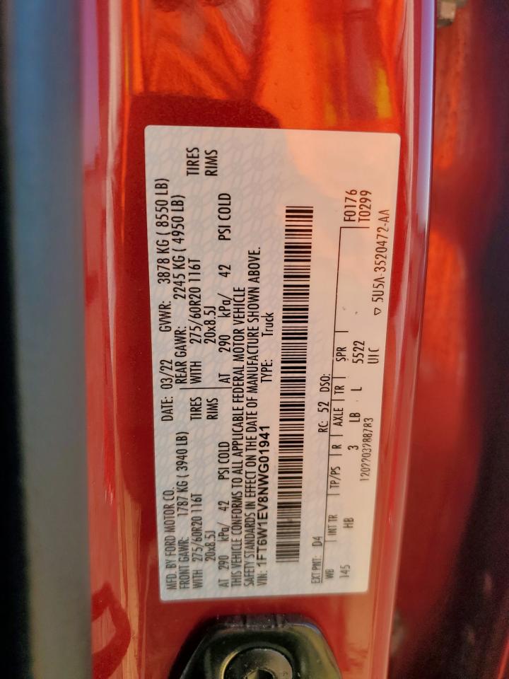 2022 Ford F150 Lightning Pro VIN: 1FT6W1EV8NWG01941 Lot: 83766455