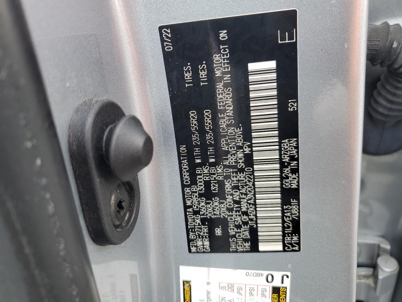 2022 Lexus Rx 350 L VIN: JTJHZKFA3N2042210 Lot: 71868655