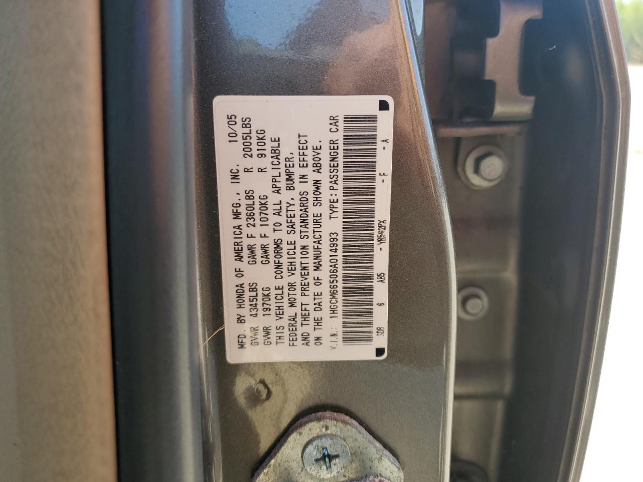 2006 Honda Accord Ex VIN: 1HGCM66506A014993 Lot: 80371715