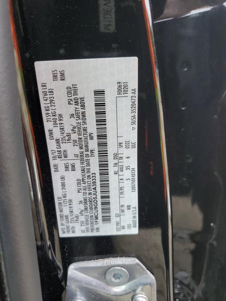 2018 Ford Escape Se VIN: 1FMCU9GD5JUA39333 Lot: 80811775