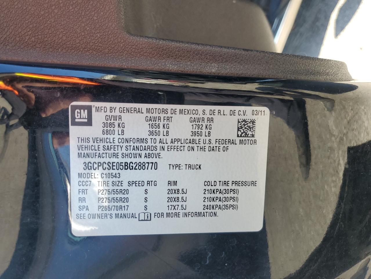 2011 Chevrolet Silverado C1500 Lt VIN: 3GCPCSE05BG288770 Lot: 80507715