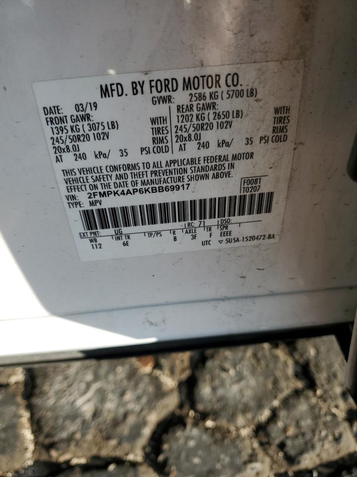 2019 Ford Edge St VIN: 2FMPK4AP6KBB69917 Lot: 81366675