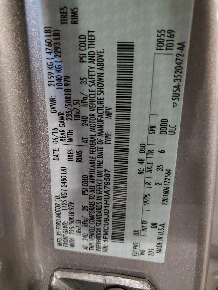 2017 Ford Escape Titanium VIN: 1FMCU9JD1HUA79587 Lot: 84209285