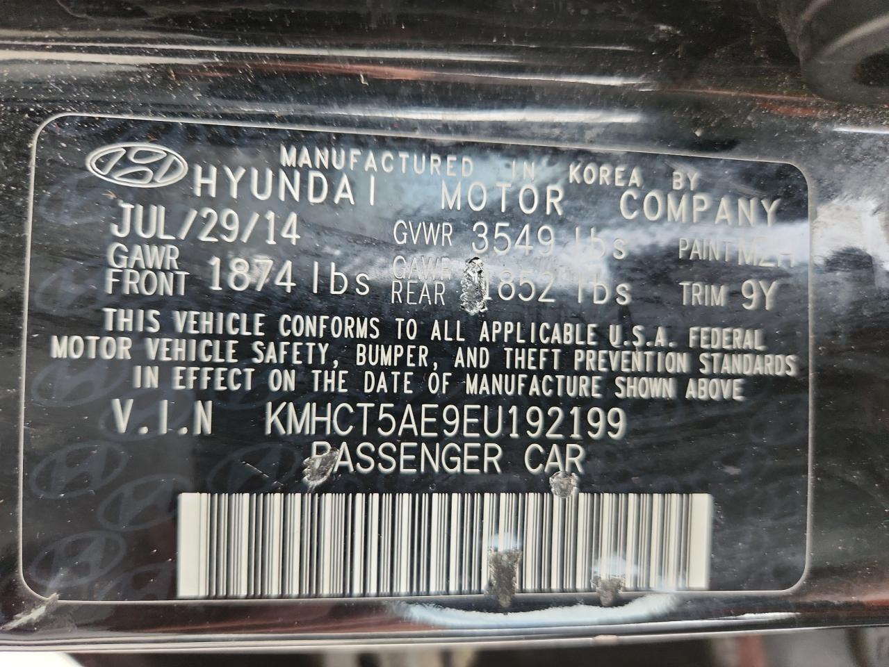 2014 Hyundai Accent Gls VIN: KMHCT5AE9EU192199 Lot: 81595035