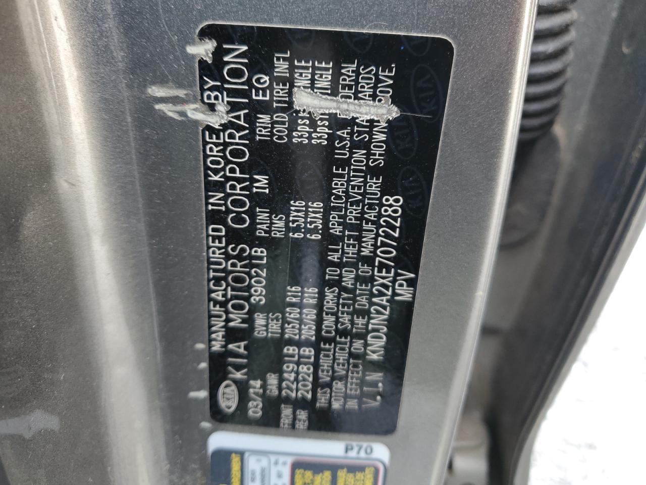 2014 Kia Soul VIN: KNDJN2A2XE7072288 Lot: 81755505