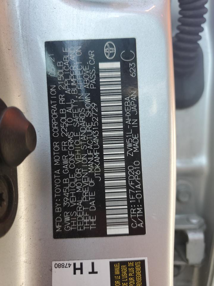 2021 Toyota Prius Special Edition VIN: JTDKAMFU4M3152729 Lot: 81874465