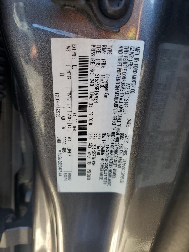 2013 Ford Focus Se VIN: 1FADP3F20DL317021 Lot: 80395925