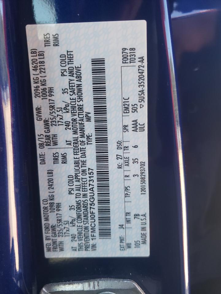 2016 Ford Escape S VIN: 1FMCU0F75GUA73157 Lot: 80280905