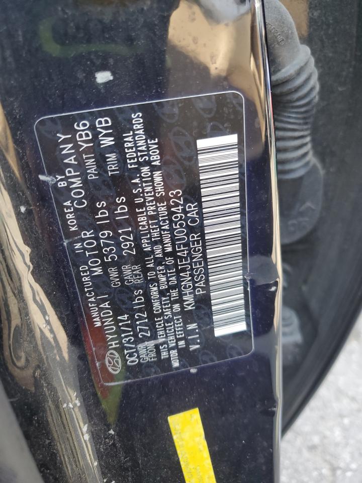 2015 Hyundai Genesis 3.8L VIN: KMHGN4JE4FU059423 Lot: 81182395