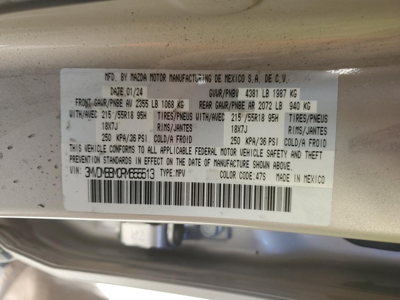 2024 Mazda Cx-30 Select VIN: 3MVDMBBM0RM655513 Lot: 81585555