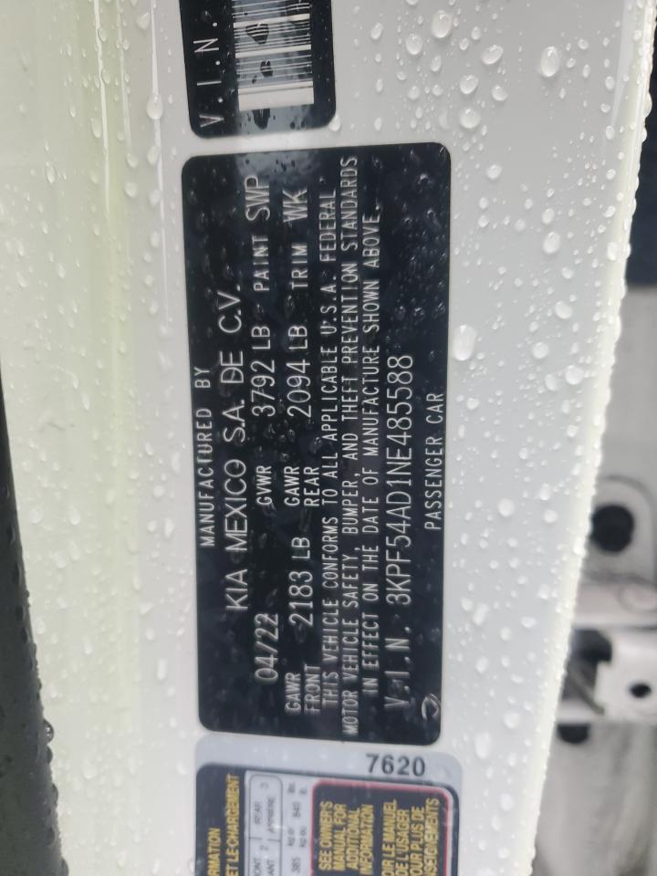 2022 Kia Forte Gt Line VIN: 3KPF54AD1NE485588 Lot: 83854075