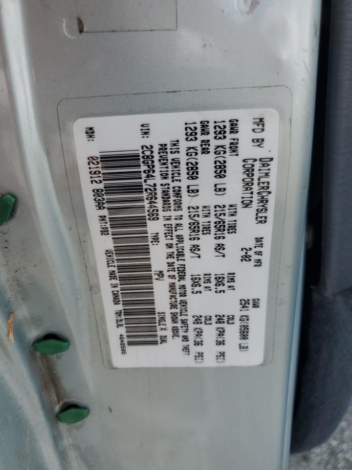 2002 Chrysler Town & Country Limited VIN: 2C8GP64L72R644569 Lot: 71646835