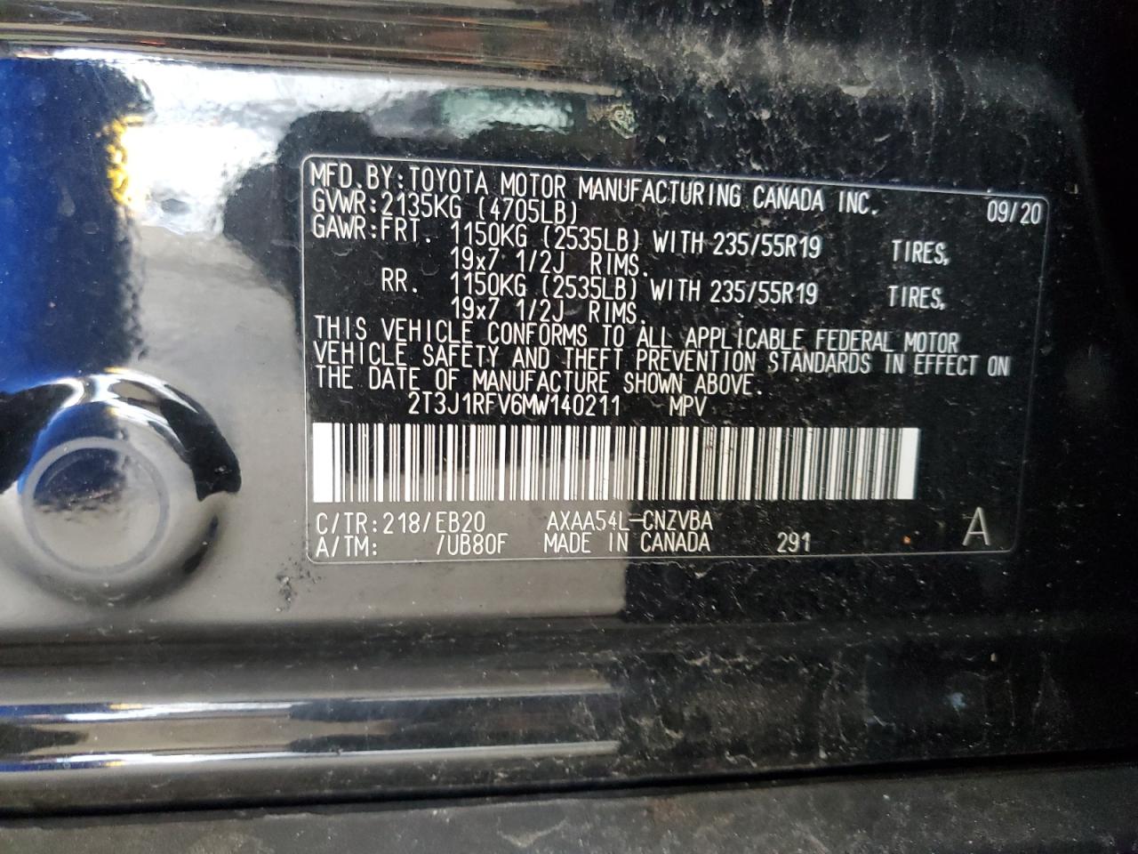 2021 Toyota Rav4 Adventure VIN: 2T3J1RFV6MW140211 Lot: 71852265