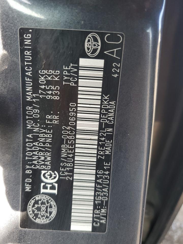 2011 Toyota Corolla Base VIN: 2T1BU4EE5BC706950 Lot: 81104855