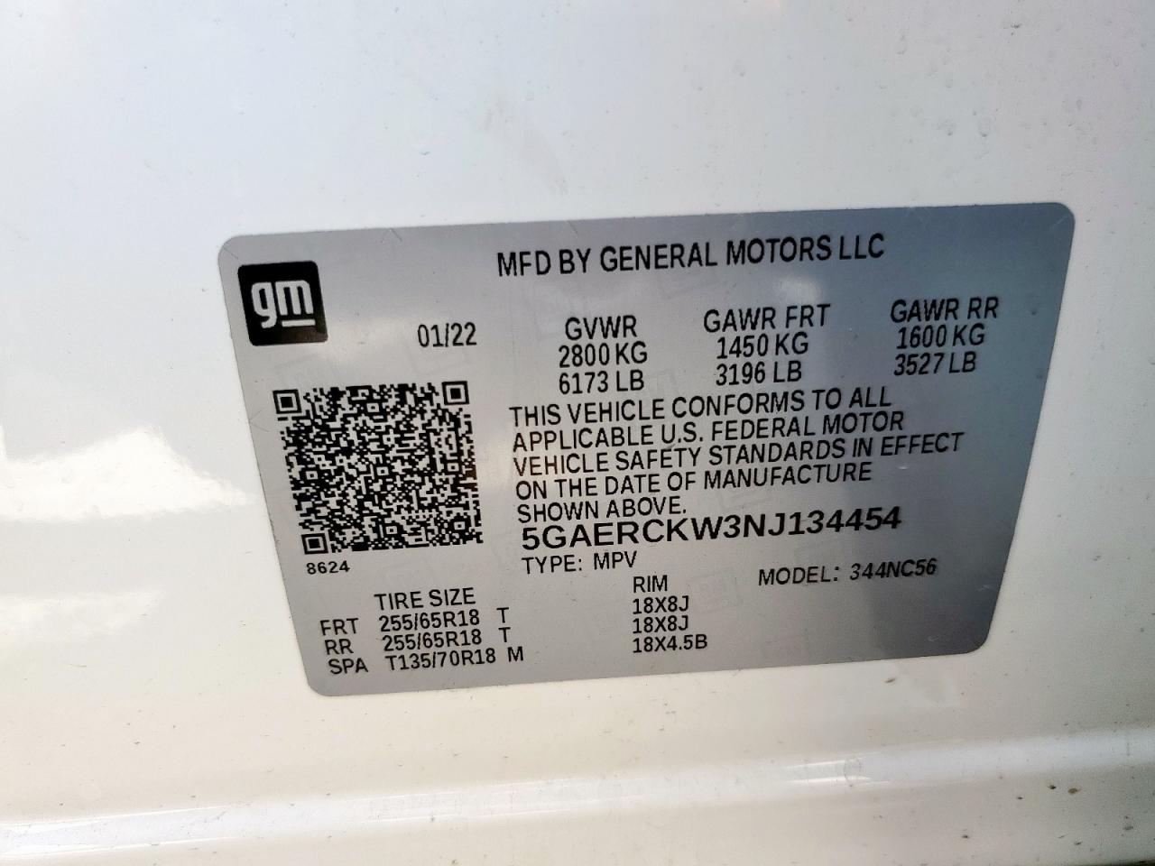 2022 Buick Enclave Premium VIN: 5GAERCKW3NJ134454 Lot: 81011195