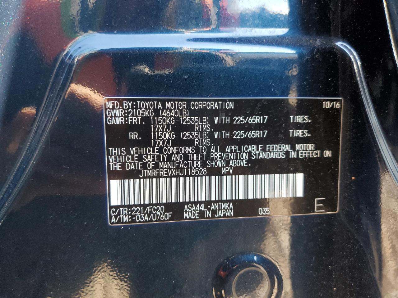 2017 Toyota Rav4 Xle VIN: JTMRFREVXHJ118528 Lot: 80279895