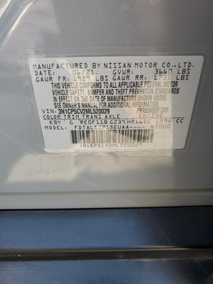 2021 Nissan Kicks Sv VIN: 3N1CP5CV2ML520029 Lot: 81769045