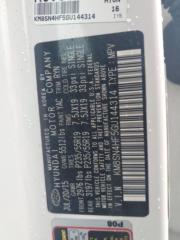 2016 Hyundai Santa Fe Se VIN: KM8SN4HF5GU144314 Lot: 81198765