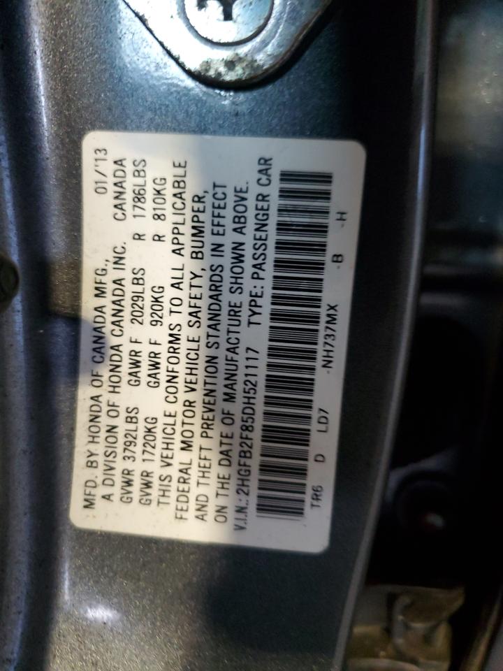 2013 Honda Civic Ex VIN: 2HGFB2F85DH521117 Lot: 71494825