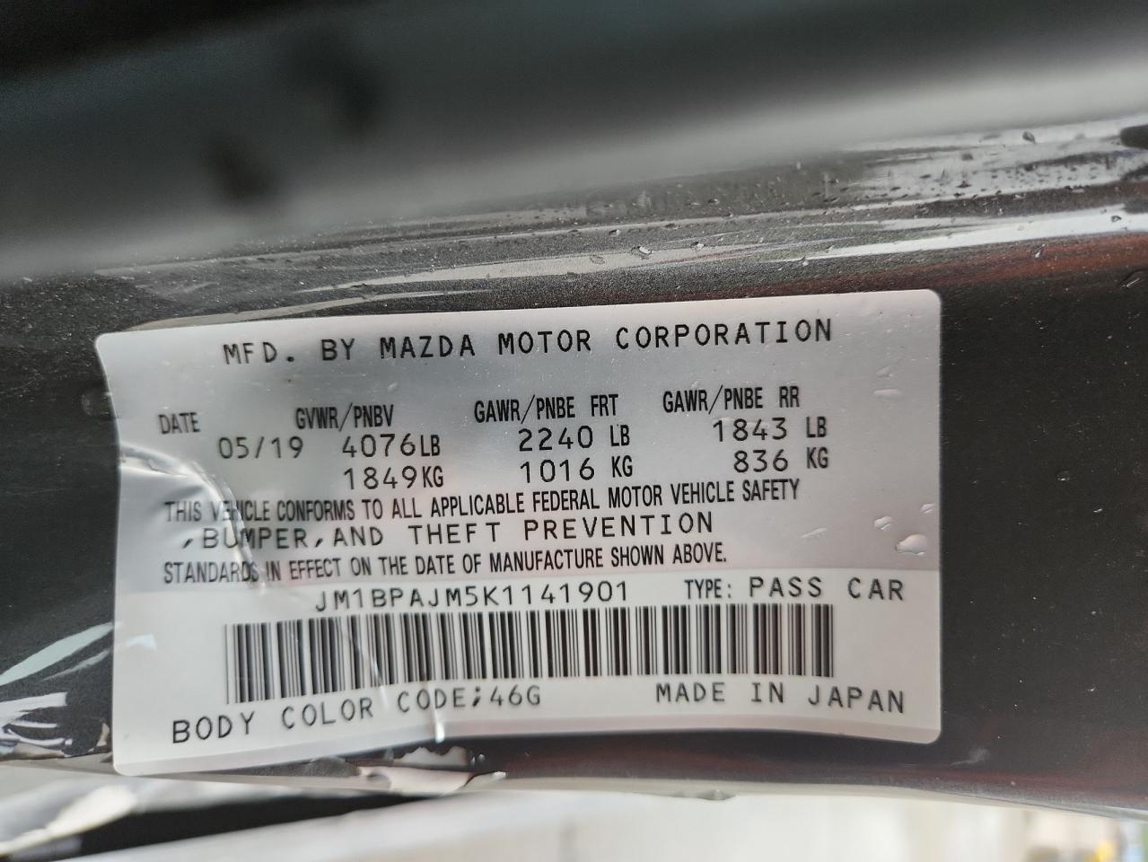 2019 Mazda 3 VIN: JM1BPAJM5K1141901 Lot: 82144075