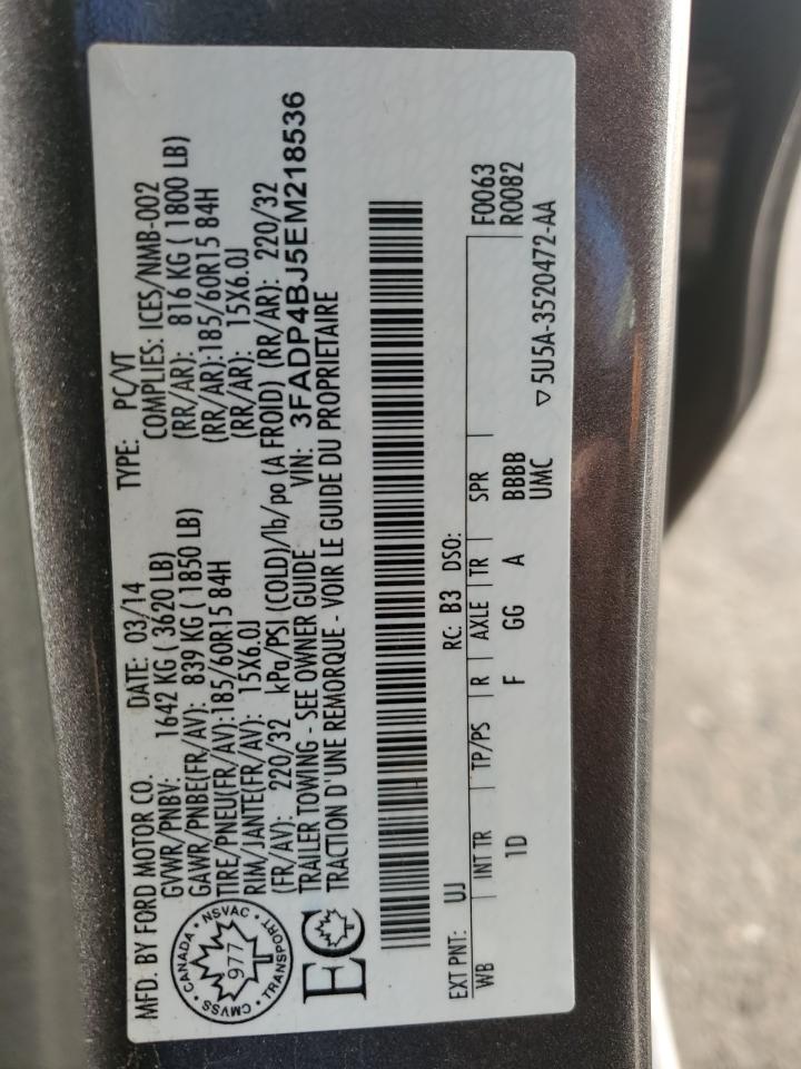 2014 Ford Fiesta Se VIN: 3FADP4BJ5EM218536 Lot: 84432105