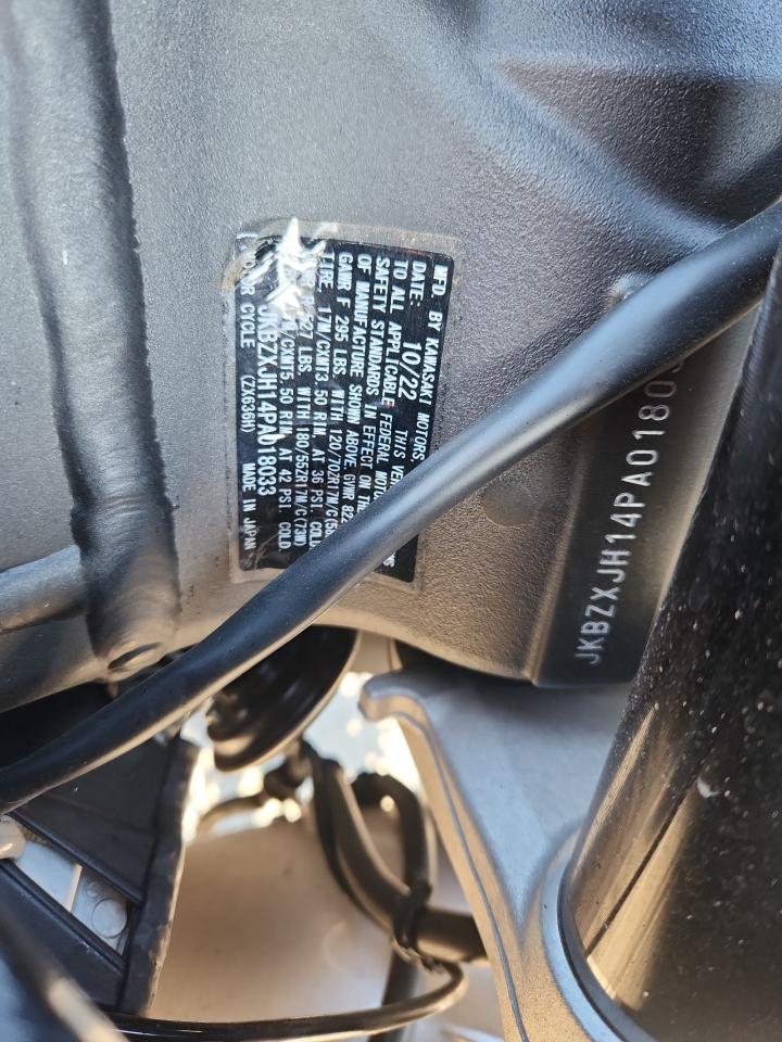 2023 Kawasaki Zx636 K VIN: JKBZXJH14PA018033 Lot: 71150475