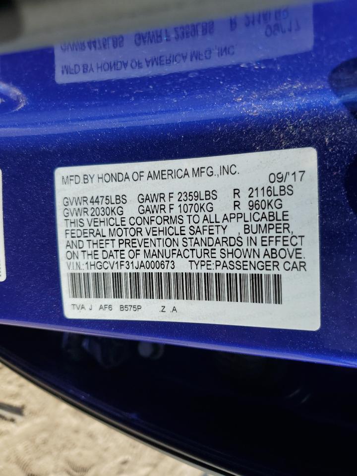 2018 Honda Accord Sport VIN: 1HGCV1F31JA000673 Lot: 80793095