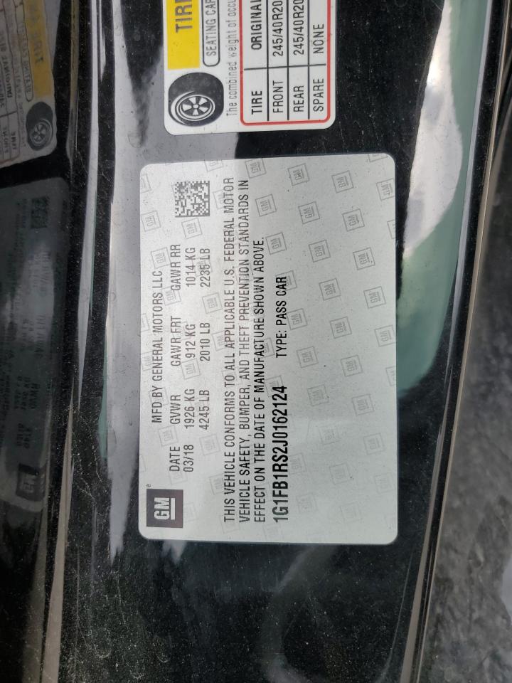 2018 Chevrolet Camaro Lt VIN: 1G1FB1RS2J0162124 Lot: 83854525