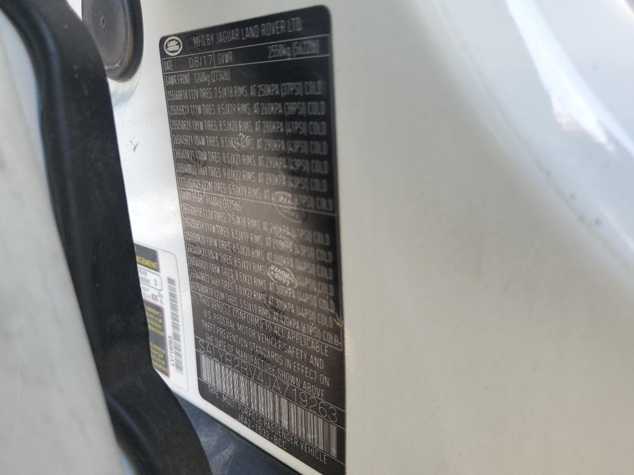 2018 Land Rover Range Rover Velar S VIN: SALYB2RV4JA719263 Lot: 71213285