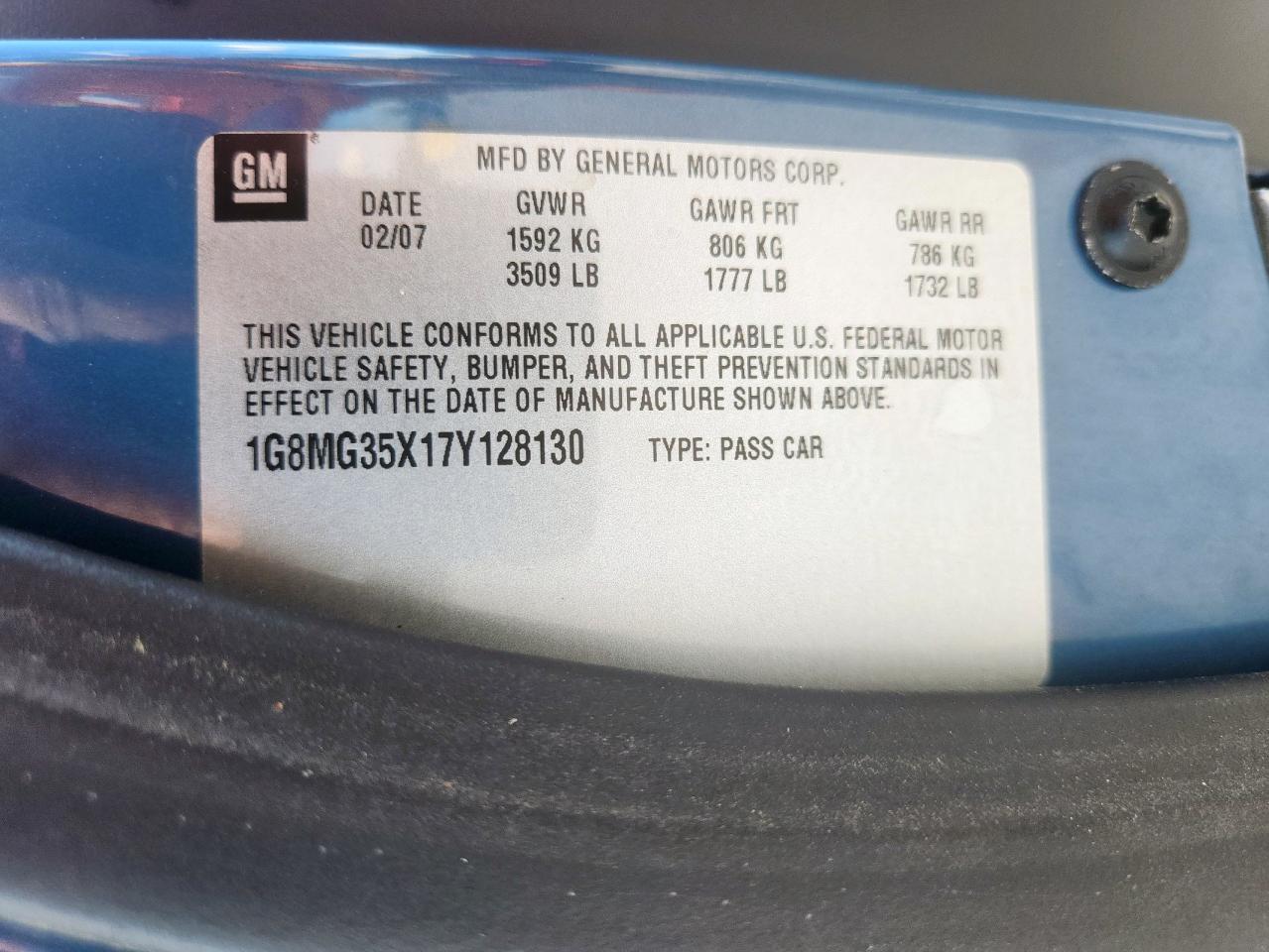 2007 Saturn Sky Redline VIN: 1G8MG35X17Y128130 Lot: 81396175
